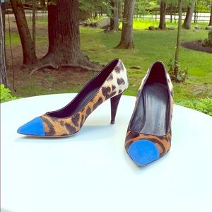Giuseppe Zanotti Leopard Print Pumps with Blue Toe Cap